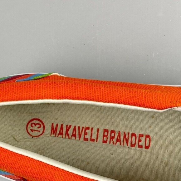 MAKAVELI BRANDED FLY BOY Shoes Multicolor Painted Stripe Canvas Slip-on Mens 13M - Picture 10 of 13